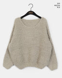 Poville Snowflake Fluffy Off-Shoulder Boat Neck Knit