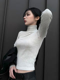 Metal pearl turtleneck