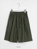 [unisex] Dinning pin tuck banding linen bermuda pants - Linen50