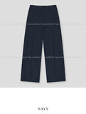 Solid one-tuck wide cotton pants