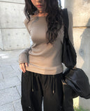 [1+1][MADE] Border Layered Tencel Long Sleeve T-shirt