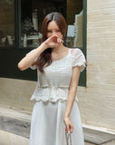 Exi Punching Crochet Cap Short Sleeve Knit