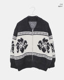 Mulley Nordic Collar Loose Fit Knit Zip-Up