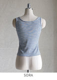 [Sleeveless  + Jacket set] Shuri Stripe Sleeveless Knit Linen Blouson Zip Up Jacket