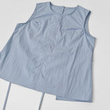 Back Open Rustling Ribbon Sleeveless Blouse