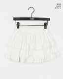 Pobo suede velvet lace tiered mini skirt
