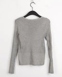 Toss Ribbed Color Matching Round Crop Long Sleeve Cardigan