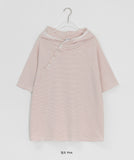 [Unisex] Belinde Stripe Hood Short Sleeve Tee
