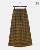 [Brushed] Carin vintage check maxi long skirt