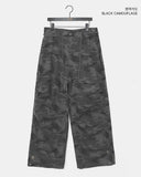 Nuring Camo Snap Button Two-Way Wide Long Pants