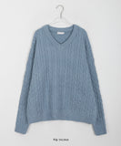 Cotina V-neck Slit Cable Knit