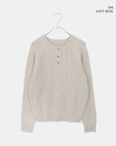 Deha Cable Henley Neck Button Long Sleeve Knit