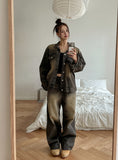 Betty Tin Beige Wide Denim Pants