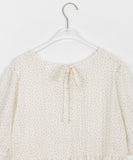 Myuo dot ribbon shirring short sleeve blouse