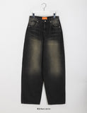 Led color washed denim wide pants