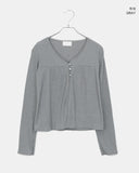 Gyuri Frill Bean Button Long Sleeve Cardigan