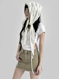 Punching Knit Bonnet Scarf
