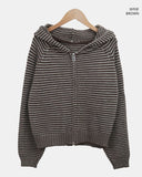 Seoan Stripe Two-Way Knit Hood Zip-Up