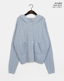 [MADE] Saru cable pocket hood knit cardigan