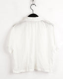 Cotter Wrinkle Pleated See-Through Crop Short Sleeve Shirt