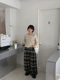 [BAONHAUS] Kenidi Check Banding Wide Pants