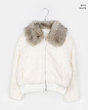 Nuha fur collar quilted short zip-up jacket