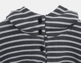 Gien Stripe Button Hooded T-shirt