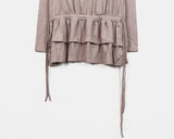 Rippon Frill Tiered Strap Round Long Sleeve T-Shirt