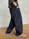 Non-fade raw wide denim