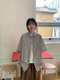 [Unisex] Tevin Check Seersucker Short Sleeve Over Shirt