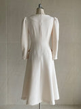 Plea Puff Heart Neck Button Slit One Piece