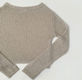 Loose-Fit Boat Neck Mesh Long Sleeve Knit