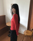 Amu See-through Ribbed Long Sleeve Cardigan