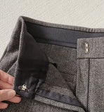 Shuk Herringbone Banding Brushed Wide Crop Slacks Pants