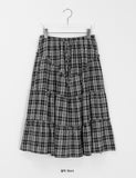 Roheni Banding Check Frill Tiered Long Skirt