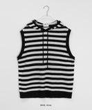[unisex] Henken Stripe Hood Knit Vest