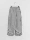 [Unisex] Giden Shirring Nylon Cargo Wide Pants