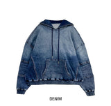 Gradation washing denim hoodie
