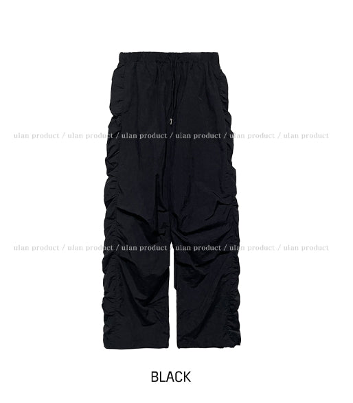 【U LAN】Lex Side Shirring Parachute Pants U LAN (ユーラン) - レックスサイドシャーリングパラシュート