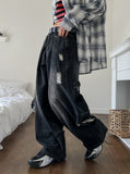 Folding Pocket Curved Damage Denim Pants