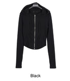 Ser Crop Ribbed Hood Zip-Up
