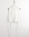 Yapi Pocket Side Shirring String Sleeveless Zip-up Vest
