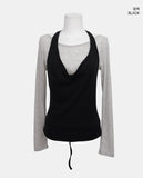 [SET] Anyu Lip Neck Layered Long Sleeve T-Shirt