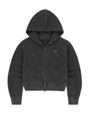 PIGMENT WASHED BIKER CROP ZIP-UP HOODIE