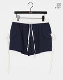 Raffen Banding Color Matching Ribbon Pocket Shorts