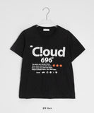 Baru Dot Lettering Semi-Crop Short Sleeve Tee