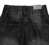 Eti Two Button Black Denim Wide Pants