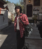Dino loose fit check shirt