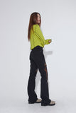 eyelet rope boots-cut denim
