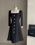 Erisa Square Neck Color Scheme Tweed One Piece